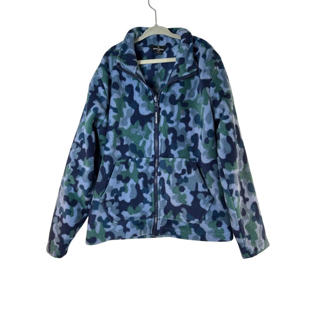 EDDIE BAUER Boy’s Blue Camouflage Fleece Jacket / Size: Small 7-8